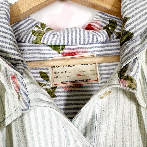 NEW Free People We The Free About To Slide Floral Button Down Shirt XS - Picture 8 of 13